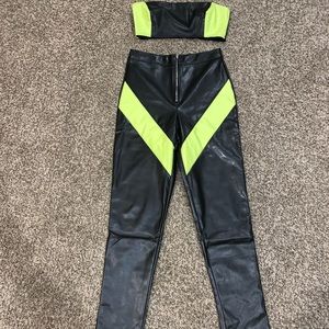 Clip Pleather Neon Pants and Top